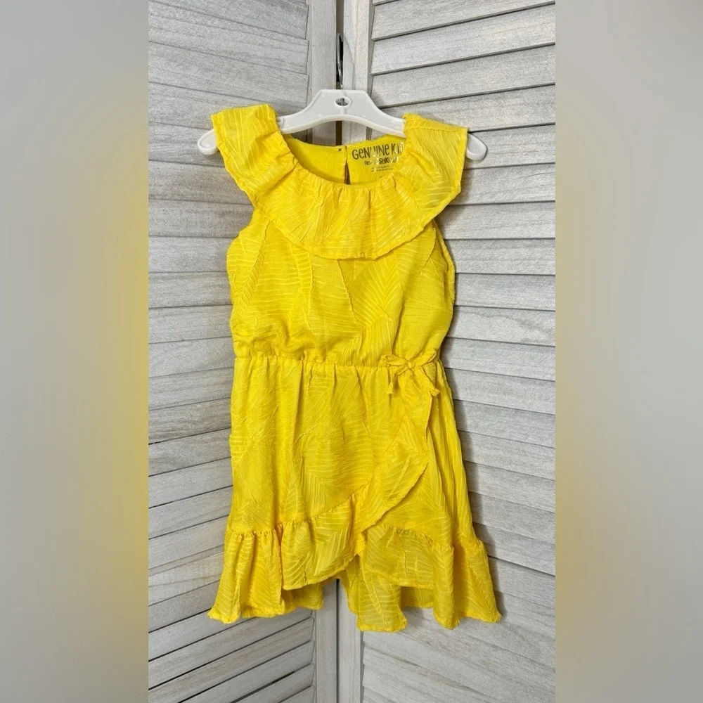 OshKosh B’gosh Girls Yellow Ruffle Faux Wrap Dress Summer Size 3T Cute Boho